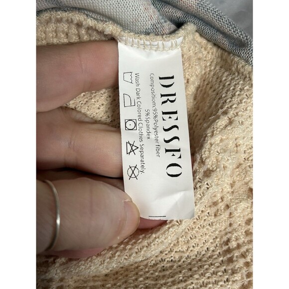 Plaid Patchwork Plaid Knit Dress Sweater Women XL Knee Length Long Sleeves Belt - Picture 7 of 7